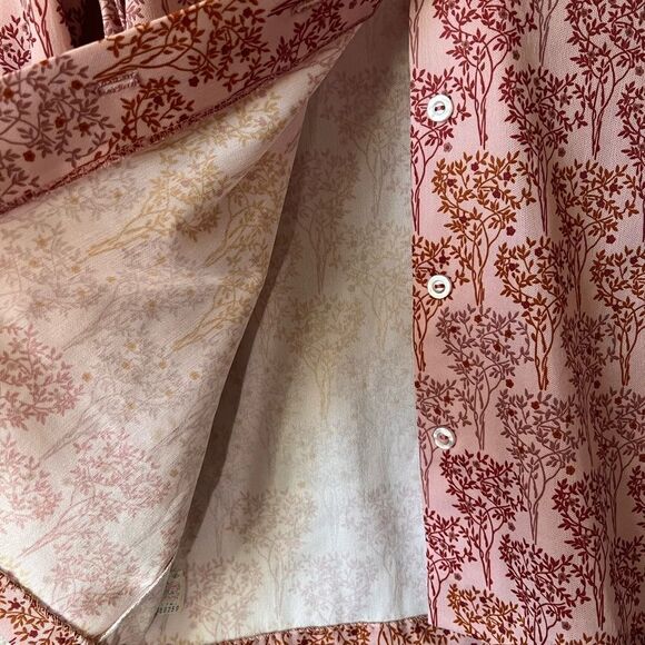 Vintage 70s Devon 100% Polyester Dusty Rose Floral Print Button Down Top Size S - Picture 2 of 8
